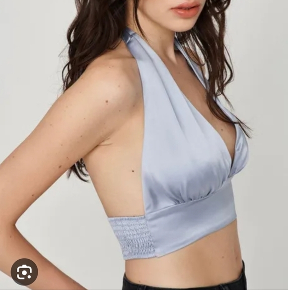 NWT Garage Satin Tie Plung Halter Top Size XS - Picture 1 of 5